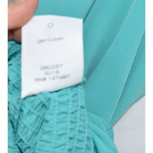 Draper James Short Flutter Sleeve Smocked Waist V Neck Maxi Dress Mint XSmall - Picture 8 of 9